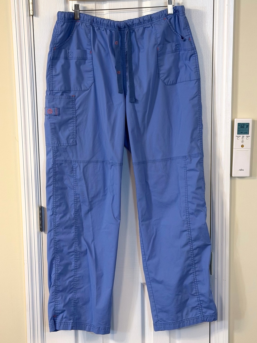 WonderWink WonderFLEX Faith Scrub Pants 2X Tall Blue Cargo Style 5108